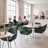 Lot de 4 fauteuils de salle à manger scandinaves avec accoudoirs en chenille vert- CROMWELL