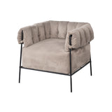 Loungesessel mit Armlehnen aus helltaupefarbenem Cord – DOMCO