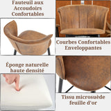Lot de 4 tabourets de bar industriels avec accoudoirs et dossier en suédine - DONCIC BAR