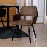 Set of 6 industrial dining chairs with suede armrests - Cromwell