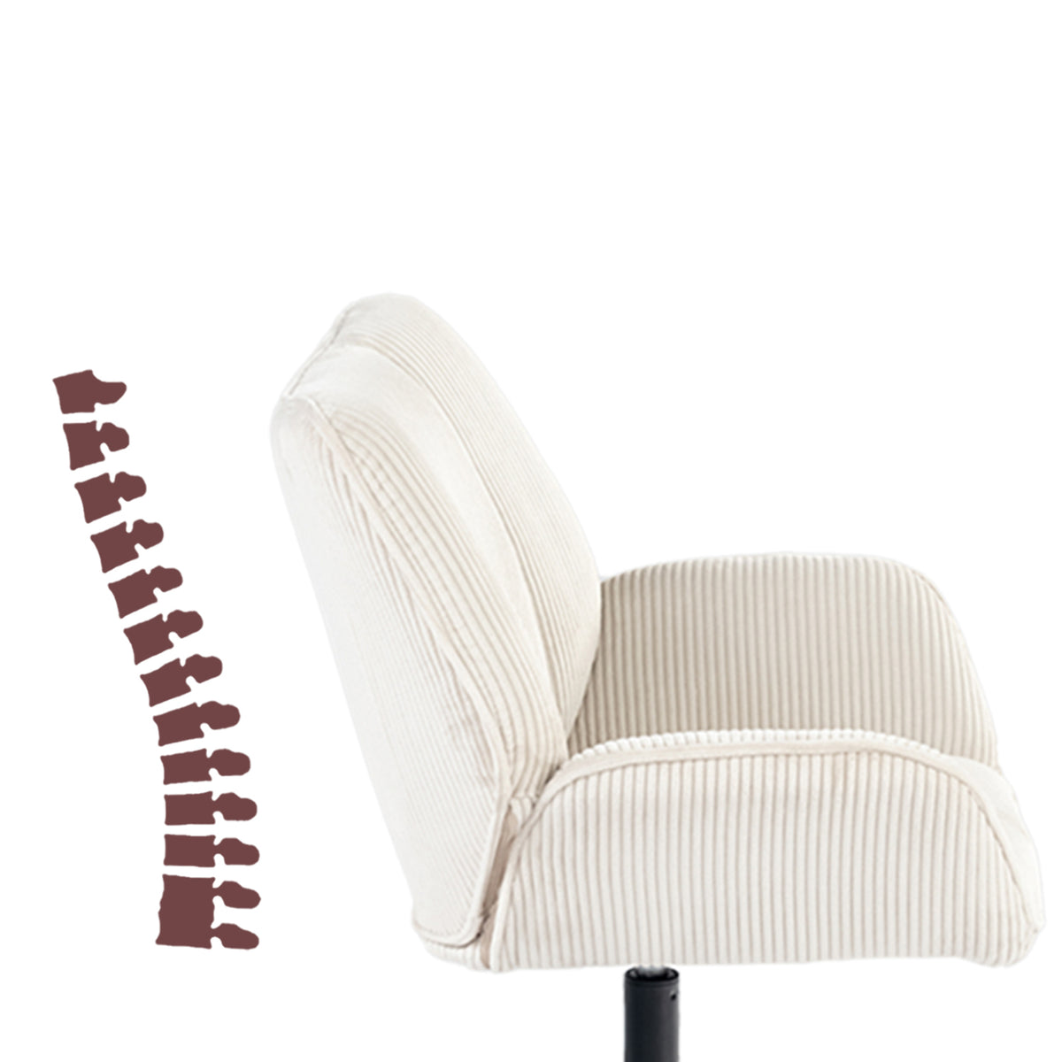 Fauteuil de loisirs réglable pivotant avec accoudoirs en velours côtelé beige - DUROTHIL