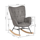 Fauteuil à bascule allaitement scandinave avec accoudoirs en tissu gris foncé capitonné - EPPING