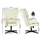 Lot de 2 fauteuil de bureau pivotant et réglable avec accoudoirs, fauteuil de salon inclinable en tissu chenille beige - FUCHS