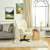 Lot de 2 fauteuil de bureau pivotant et réglable avec accoudoirs, fauteuil de salon inclinable en tissu chenille beige - FUCHS