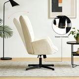 Lot de 2 fauteuil de bureau pivotant et réglable avec accoudoirs, fauteuil de salon inclinable en tissu chenille beige - FUCHS