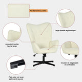 Lot de 2 fauteuil de bureau pivotant et réglable avec accoudoirs, fauteuil de salon inclinable en tissu chenille beige - FUCHS