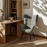 Fauteuil scandinave avec accoudoirs en tissu gris foncé à surpiqûres - FUNKEL