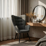 Fauteuil scandinave avec accoudoirs en tissu gris foncé à surpiqûres - FUNKEL