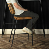 Set of 6 industrial bar stools with suede back - INDEPENDENCE BAR