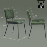 Ensemble de salle à manger de style scandinave composé d'une table ronde en chêne et de 4 chaises en tissu vert