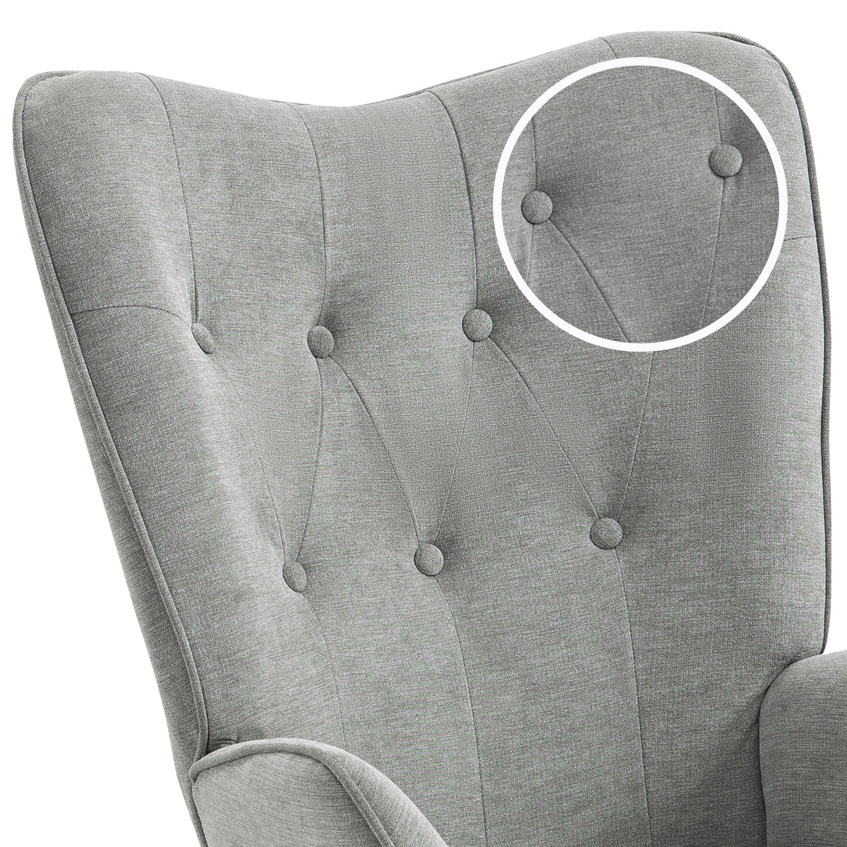 Fauteuil scandinave avec accoudoirs en tissu gris capitonné - KAS