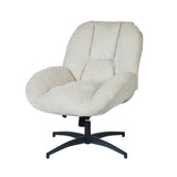 Chaise de bureau pivotante en velours côtelé beige – LITHOPS FIX