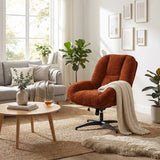 Chaise de bureau pivotante en tissu chenille terracotta – LITHOPS FIX