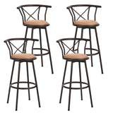 Set von 4 drehenden Industriestangenhocker mit brauner Stoffdatei - Hailey 29