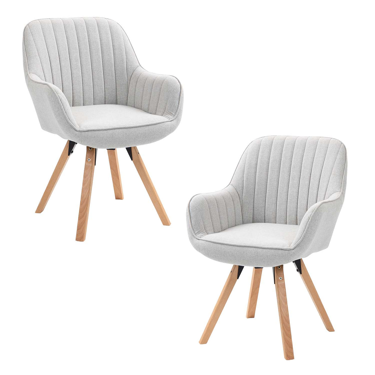 Lot de 2 chaises de salle à manger confortables en tissu beige pivotantes 360° - CARSON FABRIC BEIGE 2PCS