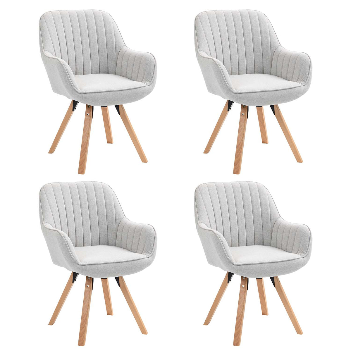 Set aus 4 bequemen Esszimmerstühlen aus beigem Stoff, 360° drehbar – CARSON FABRIC BEIGE 4STK