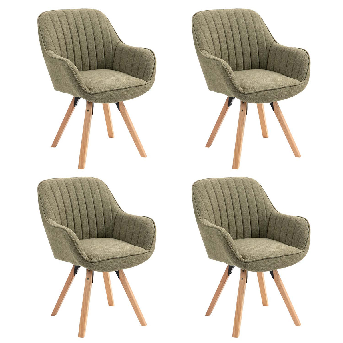 Set von 4 bequemen Esstühle in 360 ° drehbarem Grün Stoff - Carson Stoff Green 4pcs
