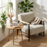 Fauteuil en tissu beige - MOLICA