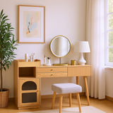 Modern hairdresser with 3 -light LED mirror, large storage space and side glass cabinet, 120x40x90 cm