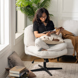 Pivoting lounge chair adjustable in white ribbed velvet - Alintonex