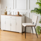 Set of 4 Scandinavian dining room chairs in beige sheepskin fabric - POMONA