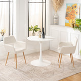 Table salle à manger ronde scandinave 2-4 personnes en bois et métal blanc - CLIFT