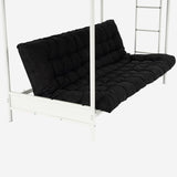 Etagenbett -Set 90x190 cm mit Cabrio -Bank in weißem Metall und 2 -Sender falten Futon Matratze - Liberty n Mica