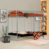 90 x 190 cm großes Etagenbett-Set mit umwandelbarer Bank aus silbernem Metall und faltbarer 2-Sitzer-Futonmatratze – LIBERTY N MICA