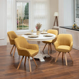 Set of 4 comfortable yellow fabric dining room chairs with 360° swivel - CARSON FABRIC YELLOW 4PCS
