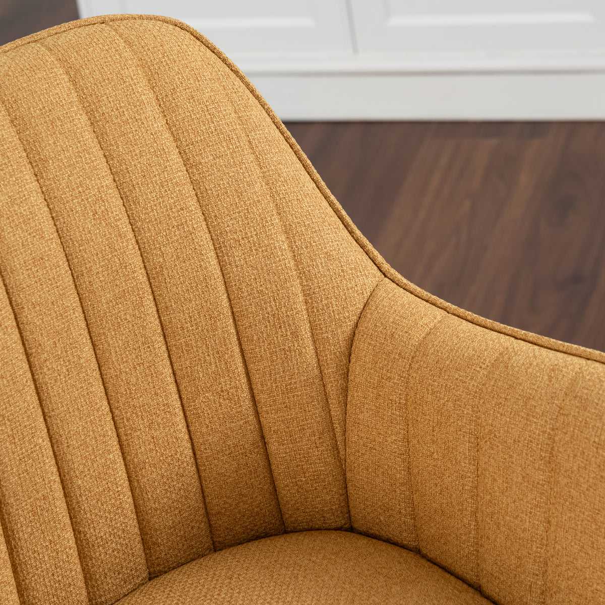 Set of 6 comfortable yellow fabric dining room chairs with 360° swivel - CARSON FABRIC YELLOW 6PCS