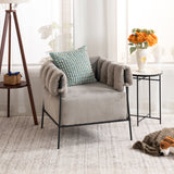 Loungesessel mit Armlehnen aus helltaupefarbenem Cord – DOMCO