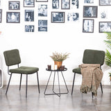 Lot de 2 chaises de salle à manger industrielles en tissu vert - KAROMI