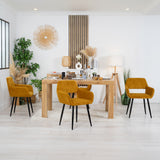 Lot de 2 fauteuils de salle à manger scandinaves avec accoudoirs en velours côtelé jaune safran - CROMWELL CORDUROY