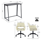 Ensemble bureau pliable en métal noir et fauteuil de bureau en velours côtelé beige - ASCOLI & ROSS