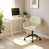 Beiges Cord-Klappschreibtisch- und Bürostuhl-Set – ASCOLI & ROSS