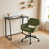 Ensemble bureau pliable en métal noir et fauteuil de bureau en velours côtelé vert olive - ASCOLI & ROSS