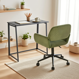 Ensemble bureau pliable en métal noir et fauteuil de bureau en velours côtelé vert olive - ASCOLI & ROSS
