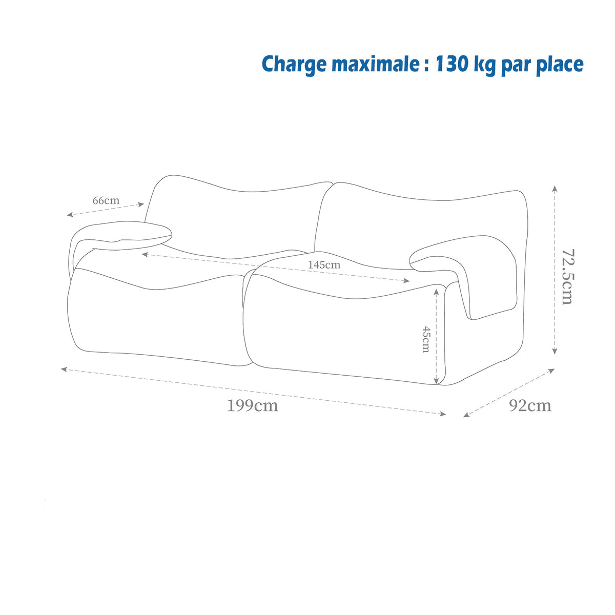 Canapé modulaire chenille kaki clair 2 places