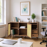 Wooden Buffet Campaign Style With Canning Doors, adjustable shelves and drawers 130 × 75.5 × 40 cm