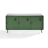 TV cabinet/Buffet Living Room in 3 -door green metal and wooden tray with shelves - Walnut