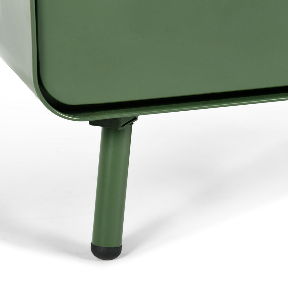 TV cabinet/Buffet Living Room in 3 -door green metal and wooden tray with shelves - Walnut