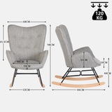 Fauteuil à bascule allaitement scandinave avec accoudoirs en tissu gris capitonné - EPPING