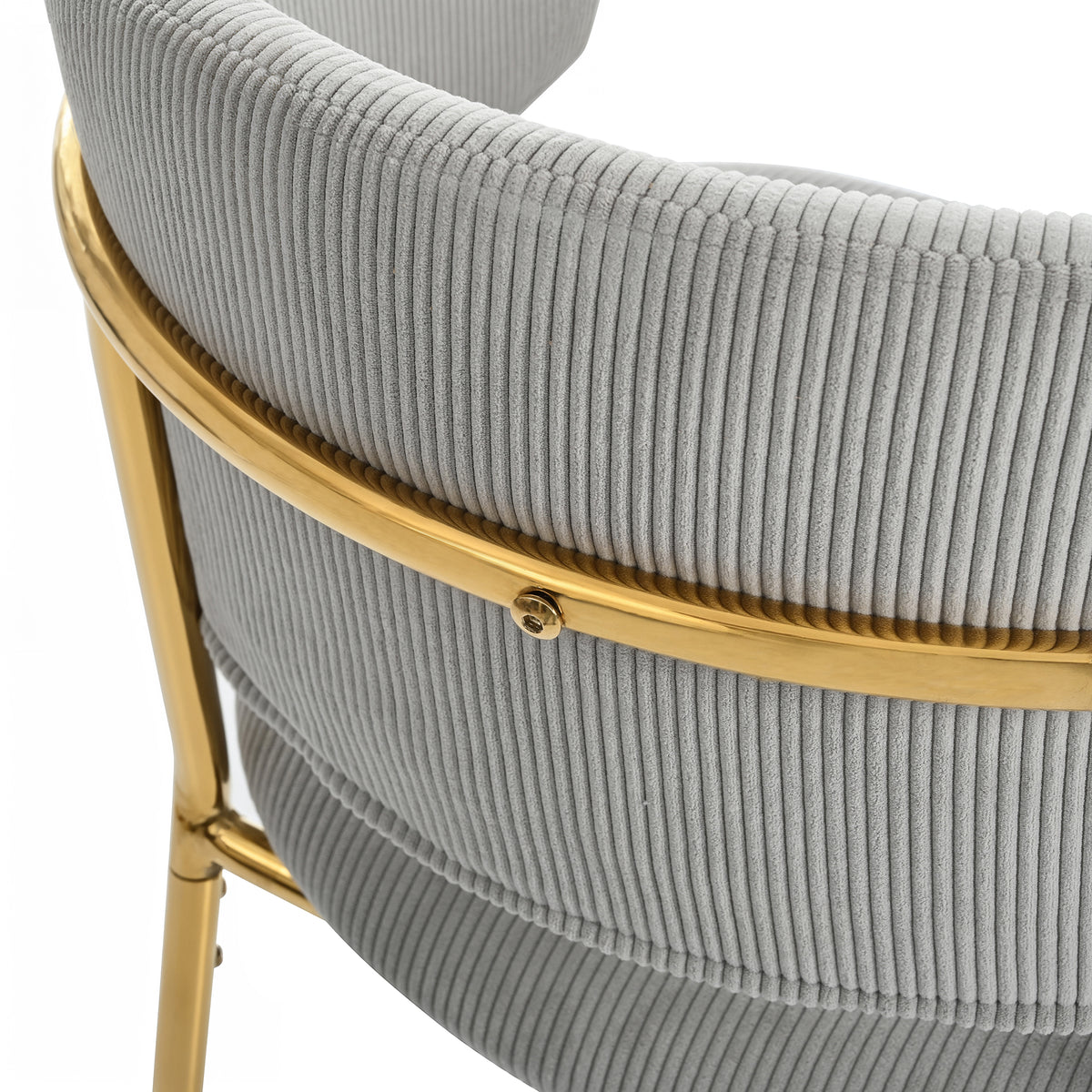 Lot de 2 chaises modernes en tissu côtelé gris avec pieds inclinés en bois et métal, dossier ergonomique et pieds réglables