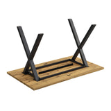 Table à manger industriel moderne 140x80 cm en bois effet chêne avec pieds croisés en métal noir