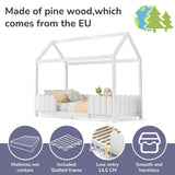 Children's cabin 90x200 cm white in solid wood with safety barriers and slatted box spring (without mattresses)