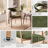 Lot de 2 fauteuils de salle à manger scandinaves avec accoudoirs en tissu vert - BONNIE