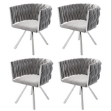 Lot de 4 chaises de salle à manger pivotantes en velours gris avec pieds en métal argenté