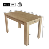 Rectangular dining table in particle panels finish oak with four robust feet