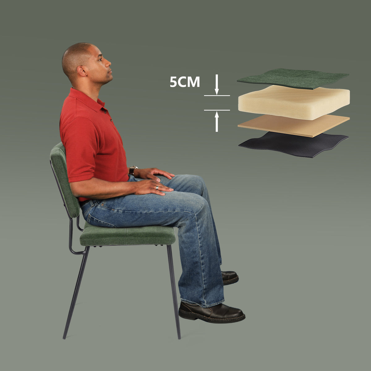 Ensemble de salle à manger de style scandinave composé d'une table ronde en chêne et de 4 chaises en tissu vert