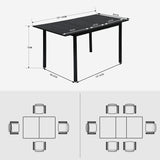 Ensemble table à manger extensible noire avec 6 chaises de salle à manger en PU, style scandinave